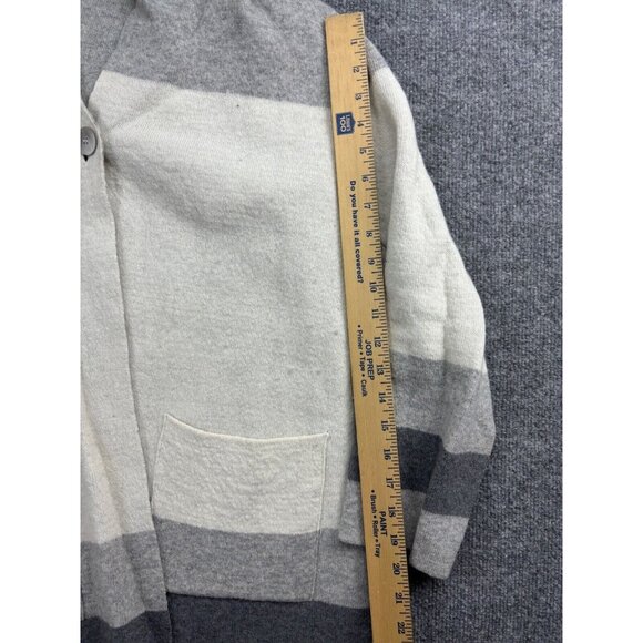 Bianco & Blu Wool Cardigan Women's XL Gray White Stripe Button Sweater Italian - Picture 4 of 12